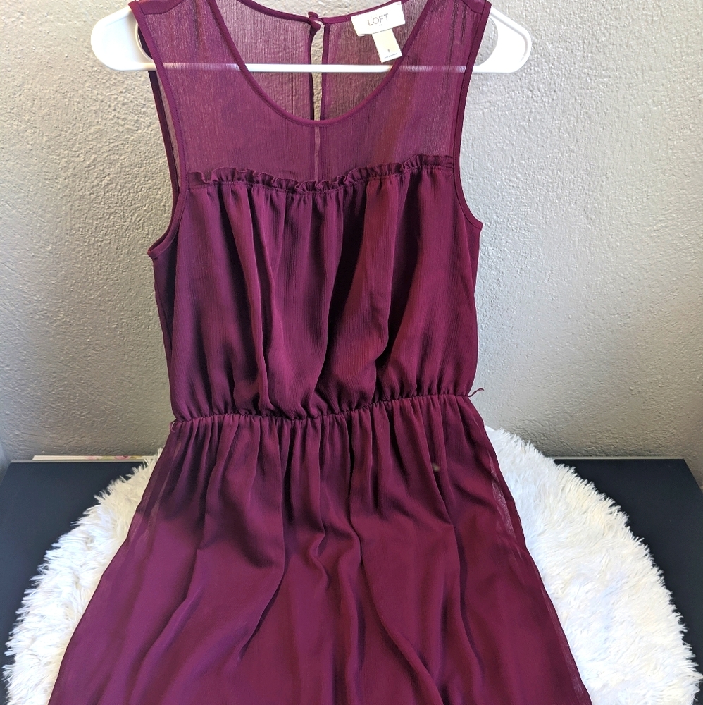 LOFT Burgundy Sleeveless Dress